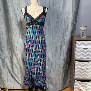 Betsey Johnson multi color slip dress